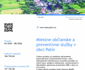 Aktuality / Miestne občianske a preventívne služby v obci Palín - foto