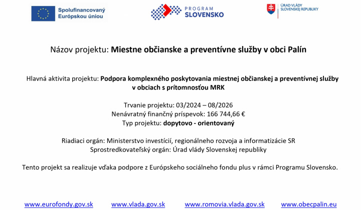 Miestne občianske a preventívne služby v obci Palín